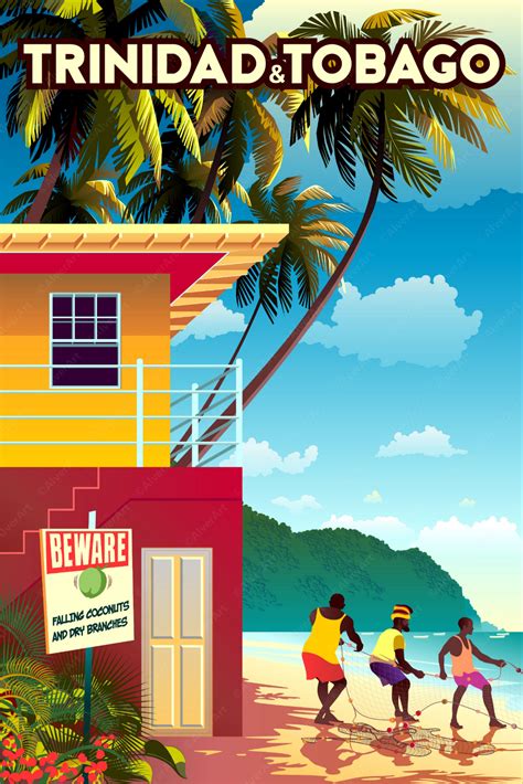 Caribbean Poster, Caribbean Print, Trinidad Tobago Poster, Beach ...