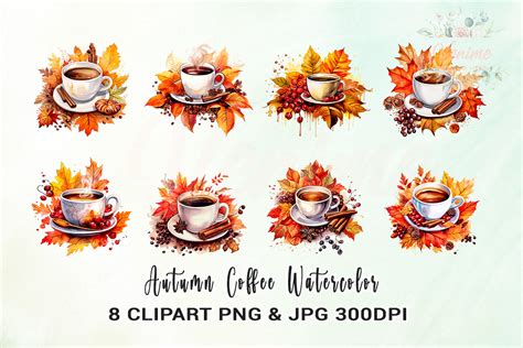 Autumn Coffee Watercolour Clipart Graphic by Venime · Creative Fabrica