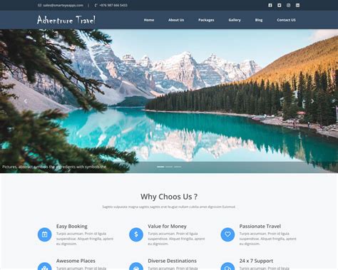 Free Travel Agency Website Template | Smarteyeapps.com