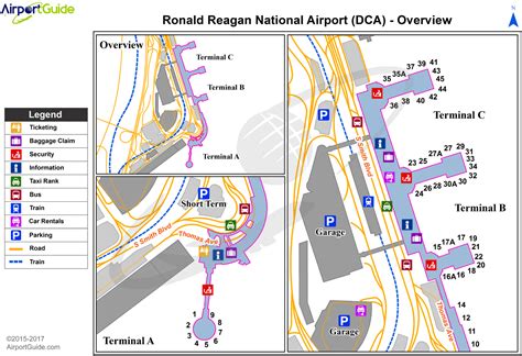 an airport map with the names and directions