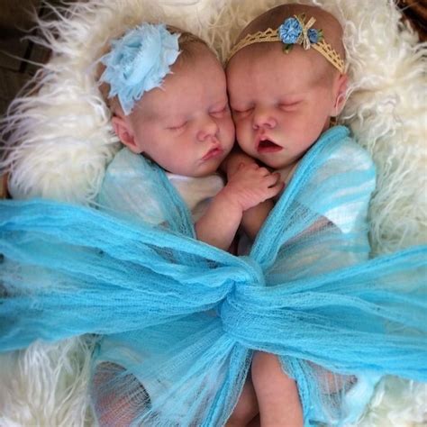 17 '' Real Lifelike Twins Sister Amy and May Reborn Baby Doll Girl in ...