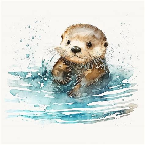 Premium Photo | Watercolor Sea Otter