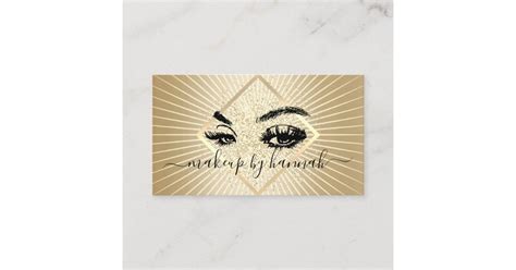 Eyelash Makeup Artist Modern Gold Beauty Salon Business Card | Zazzle