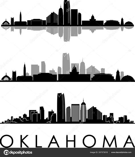 Oklahoma City Skyline Silhouette Cityscape Vector — Vettoriali Stock ...