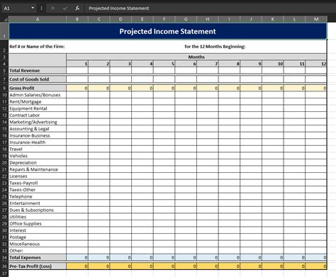 Revenue Projection Template Excel