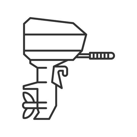 Outboard boat motor linear icon. Thin line illustration. Boat engine ...