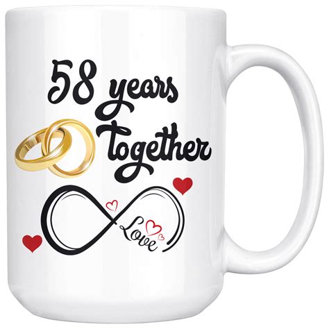 58th Wedding Anniversary Gift For Him And Her, 58th Anniversary Mug Fo ...