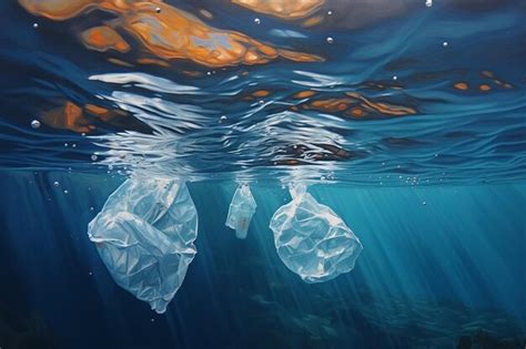 Premium AI Image | Ocean Litter Plastic Debris in the Sea Generative AI