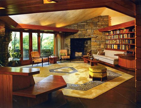 Interior of house designed by Frank Lloyd Wright in 1951 near ...