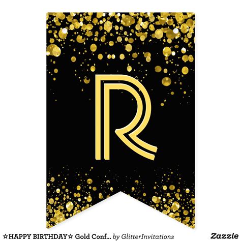 ☆HAPPY BIRTHDAY☆ Gold Confetti Bunting Flags | Zazzle | Feliz ...