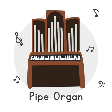 Pipe organ clipart cartoon style. Simple cute wooden church organ flat ...