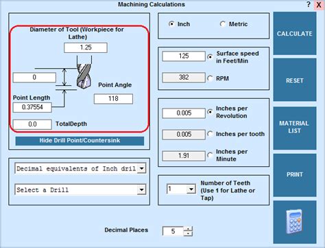 Machinist's Calculator countersink depth calculator