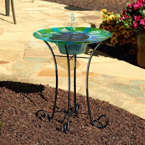 Argus Peacock Glass Solar Bird Bath Fountain - Walmart.com - Walmart.com