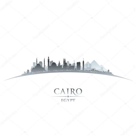 Cairo Egypt city skyline silhouette white background — Stock Vector ...