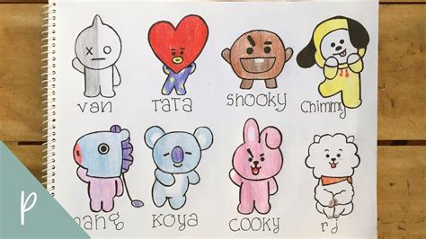 How To Draw Bt21 Characters Step By Step Easy Bt21 Drawing Bt21 ...