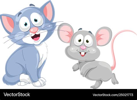 Cartoon cat and mouse Royalty Free Vector Image