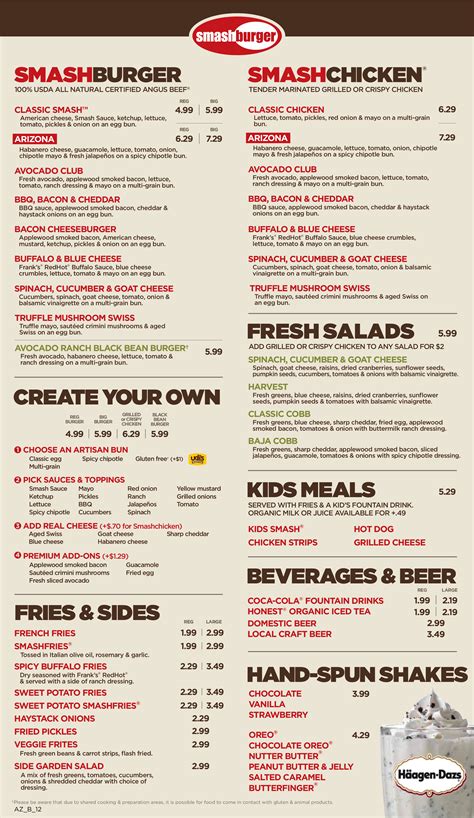 Smashburger Menu, Menu for Smashburger, South Tucson, Tucson ...