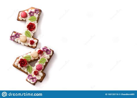 Valentine`s Day Cake with 14 Number with Flowers Decorated Isolated ...