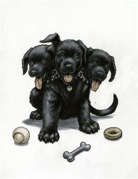 Fluffy, the Cerberus Puppy - Etsy | Fantasy creatures art, Mythical ...