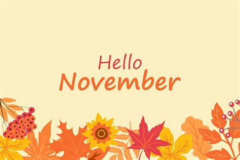 Hello autumn poster with foliage. Hello November. Autumn background ...