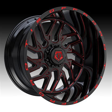 TIS Wheels 544BMR Gloss Black Milled Red Tint Custom Wheels Rims ...