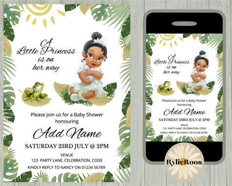 Princess Tiana Baby Shower Invitation Princess and the Frog - Etsy