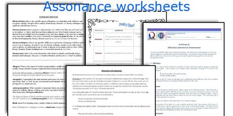 Assonance worksheets