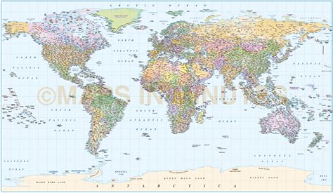 Digital vector World map, Equirectangular Projection World vector map ...