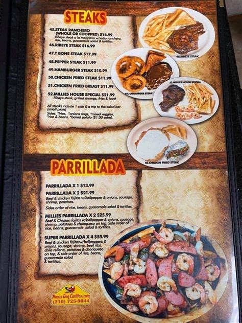 Menu at Millies Mexican Restaurant, Dilley