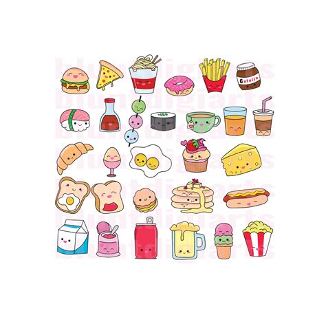 Kawaii Food Clipart, 29 Designs, Kawaii, Kawaii Clipart, Food Clipart ...