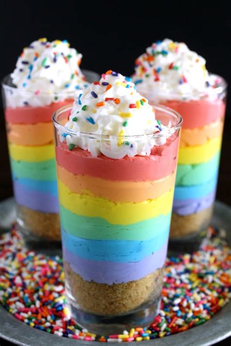 Rainbow No-Bake Cheesecake Parfaits - Love and Confections