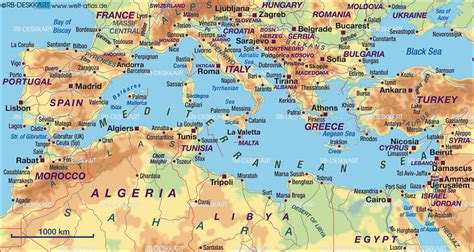 Map of Mediterranean Sea (Region in several countries) | Welt-Atlas.de