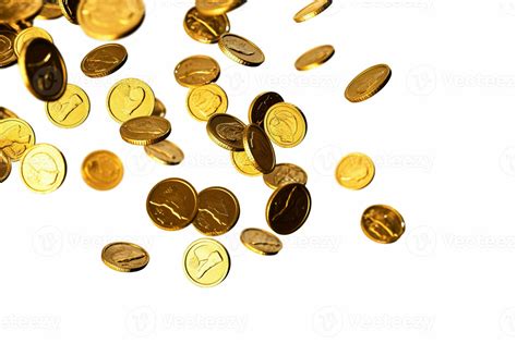 Falling Gold Coins Isolated on white background AI Generated 26417244 ...