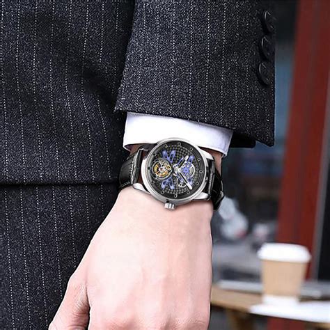 Buy tourbillon movement watches skeleton men wrist waterproof fashion ...