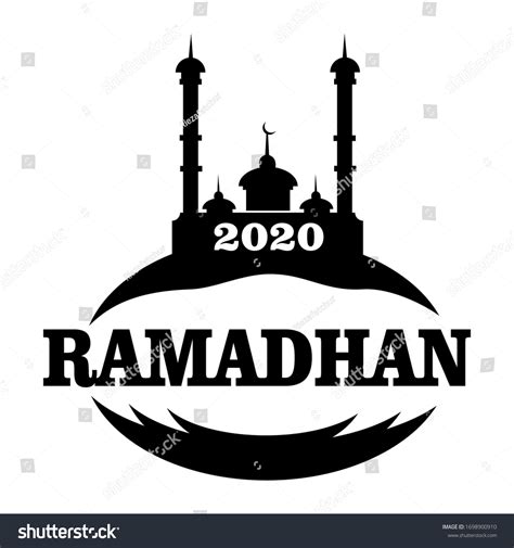 Desain Vektor Hitam Putih Sederhana Ramadhan Stock Vector (Royalty Free ...