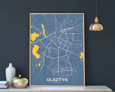 OLSZTYN Poland Map Poster Color Hometown City Print Modern - Etsy