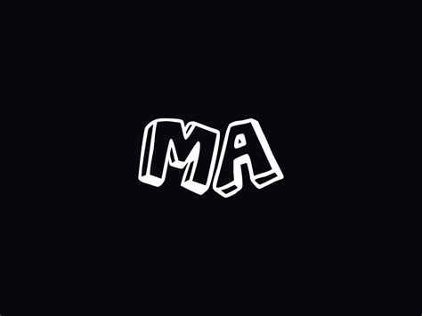 Typography Ma Logo Icon, Black White MA Color Logo Letter Vector ...