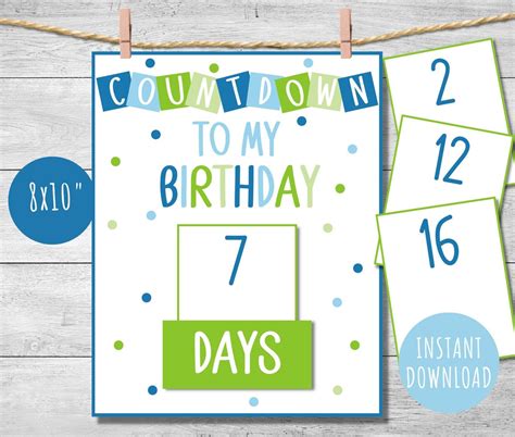 Birthday Countdown Calendar, Printable DIY Kids Countdown Sign ...