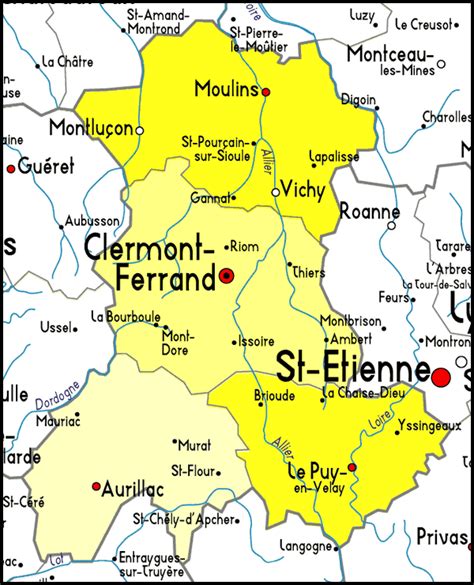 Detailed Map of Auvergne