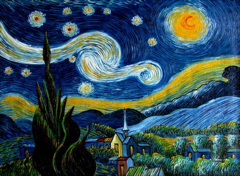 Vincent Van Gogh Starry Night Repro, Quality Hand Painted Oil Painting ...