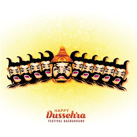 Happy dussehra celebration angry ravan with ten heads card background ...