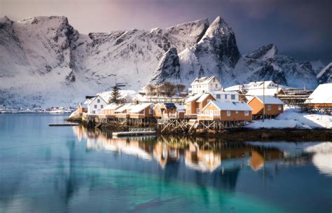 Lofoten, Winter, Norway, Reflection, Snow, Nature, Landscape Wallpapers ...