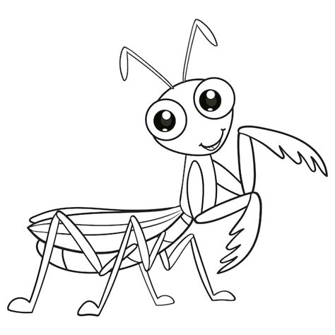 Premium Vector | Coloring pages or books for kids cute mantis ...