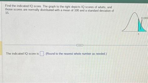 Solved Find the indicated IQ score. The graph to the right | Chegg.com