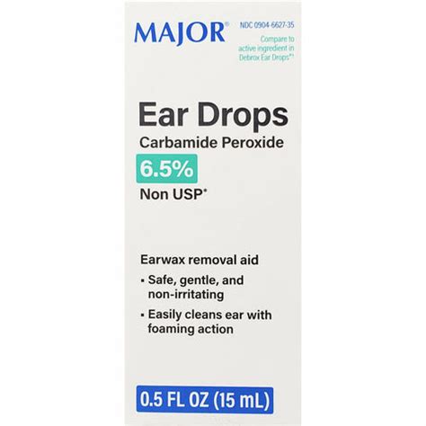 Ear Drops Earwax Removal Aid, Carbamide Peroxide 6.5% 0.5 fl oz by Maj ...