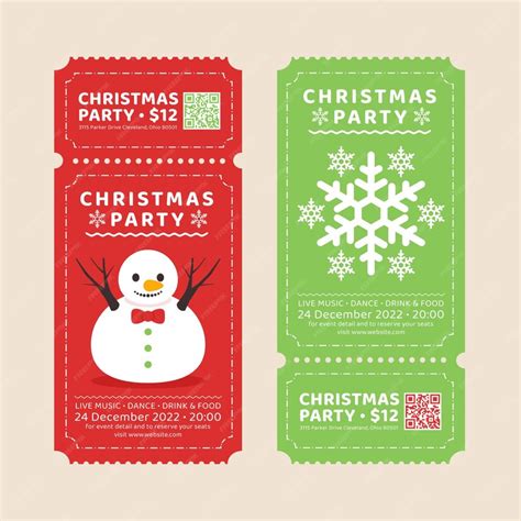 Free Vector | Flat christmas party ticket template