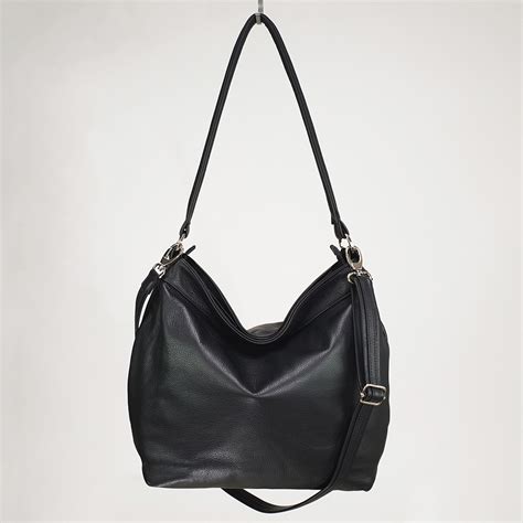 Large Black Leather Hobo Bag - Slouchy Shoulder Purse | Laroll Bags