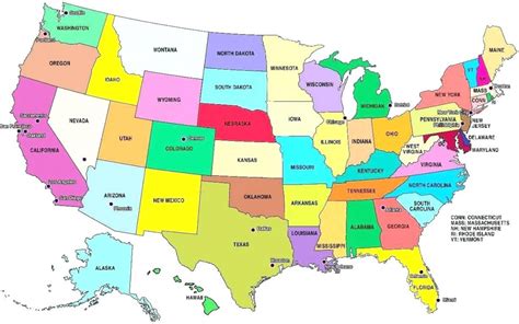 usa map states and capitals list printable map - map with us capitals ...