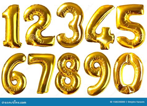 Golden Balloon Numbers Isolated on White Stock Photo - Image of five ...