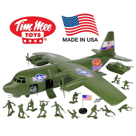 TimMee Plastic Army Men C130 Playset: 27pc Giant Military Airplane ...